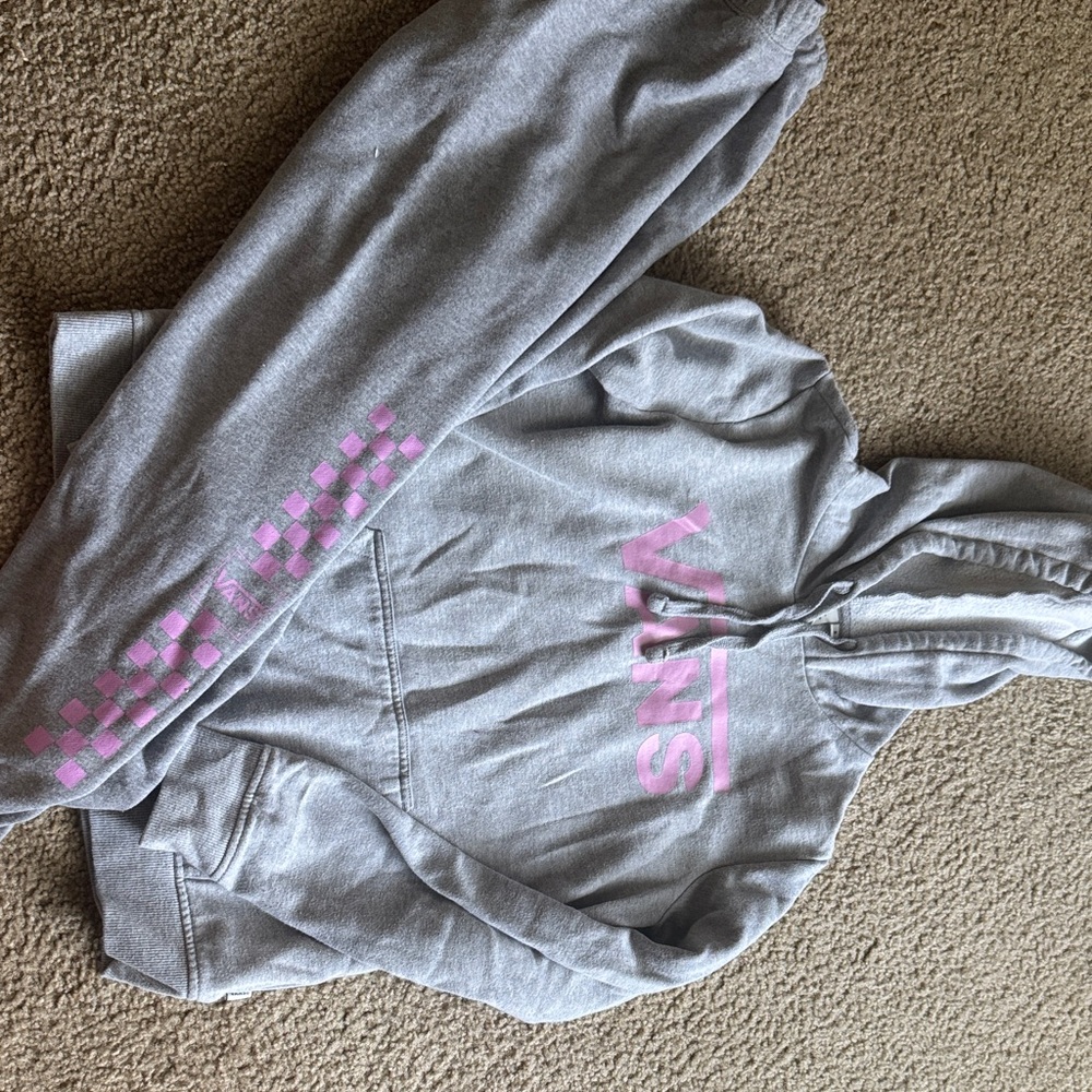 Vans Heather Gray Hoodie with Pink Accents